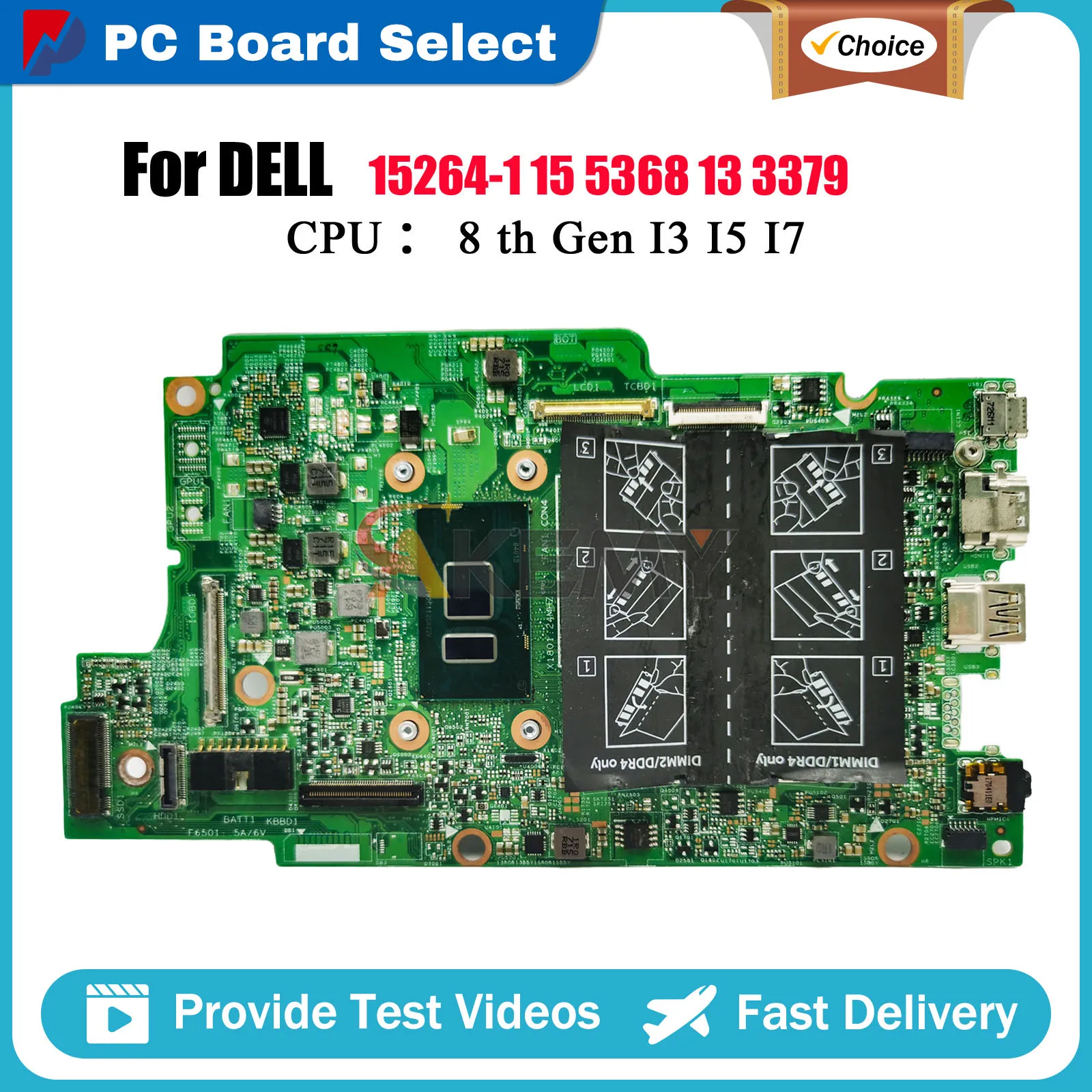 Placa-mãe para laptop DELL Inspiron 7368 7378 7569 7579 15264-1 CN-0XDV20 XDV20 0809FW 00M56T testado OK
