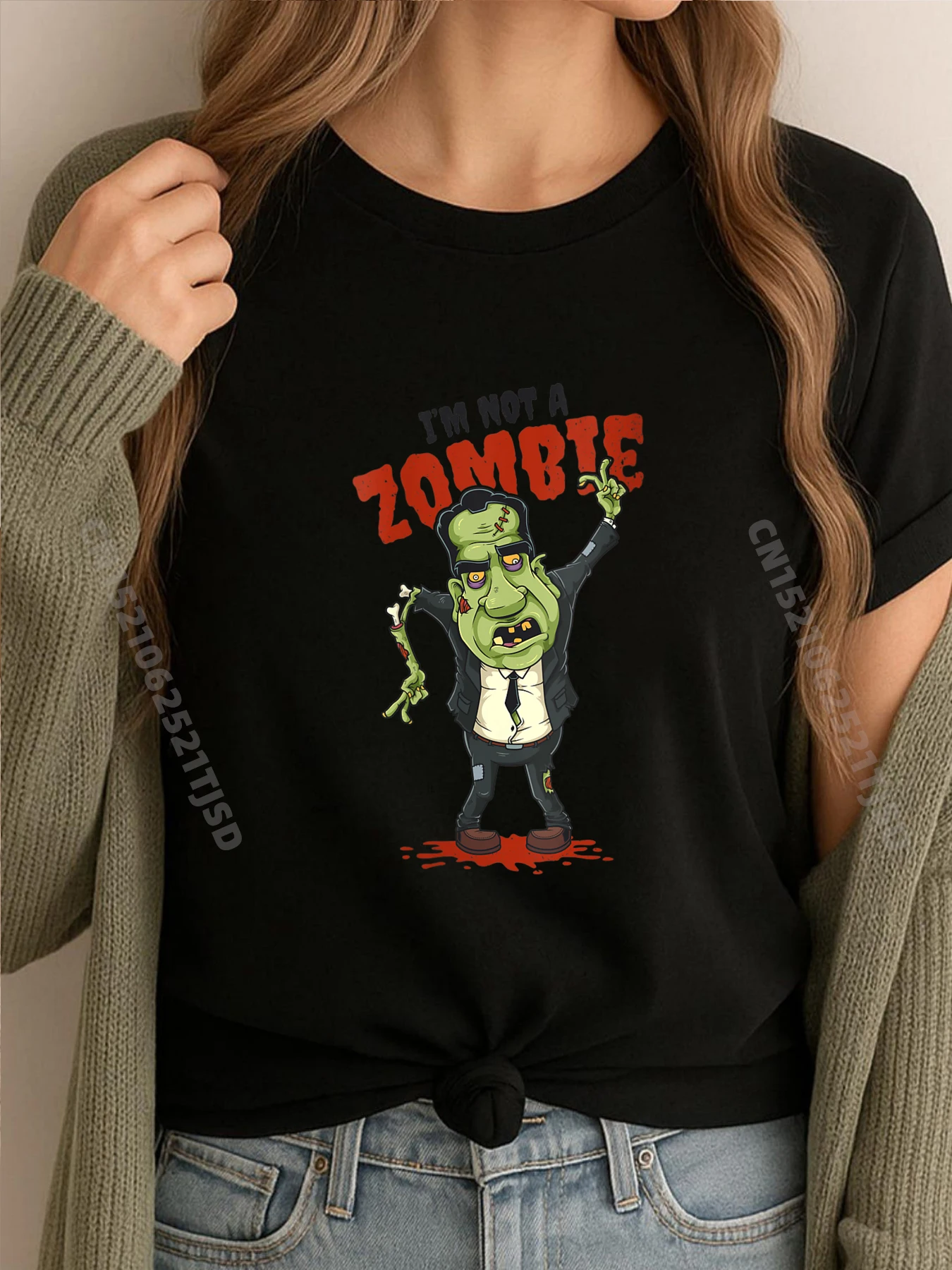 

Зомби Никсон I M Not A Zombie Ленивый костюм на Хэллоуин Черная футболка Дизайнерская одежда Женские футболки для женщин Хэллоуин