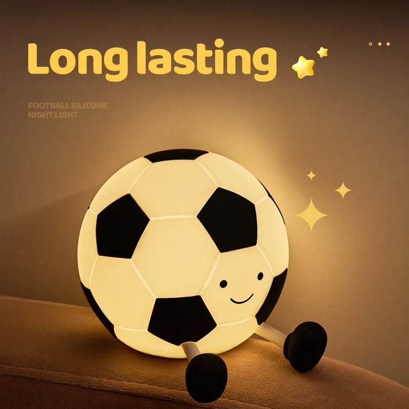 LED football silicone night light rechargeable sleep light with 3-level dimming function bedside lamp decorative light gift