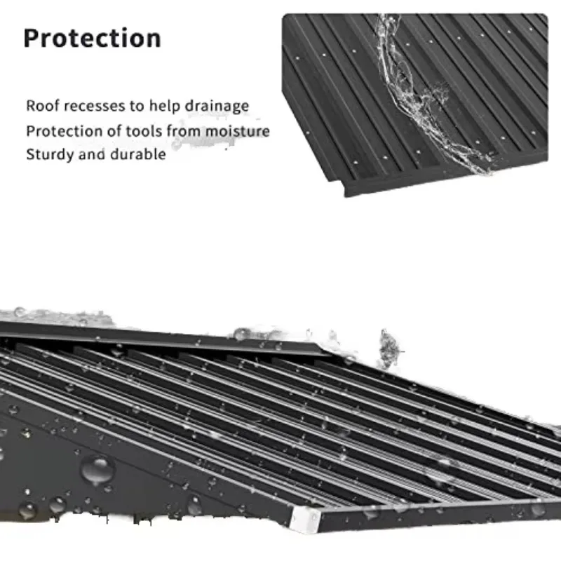 رائجة البيع في الهواء الطلق حديقة تخزين بناء سهلة التجميع صديقة للبيئة طبيعة الخشب سقيفة معدنية قوية المجلفن الصلب قمة سقف #6