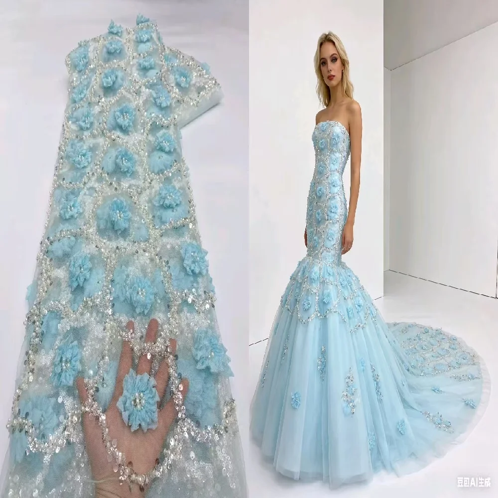 

Роскошное африканское кружево с 3D-бисером и вышивкой из разноцветных бусин 2026 года для вечерних платьев и праздничных нарядов