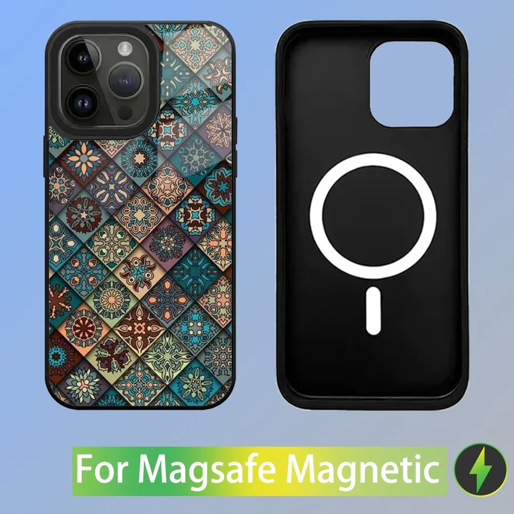 Colorful pattern mandala ottoman Phone Case For iPhone 15,14,13,12,11,Plus,Pro,Max Mini Magsafe Magnetic Wireless Charging