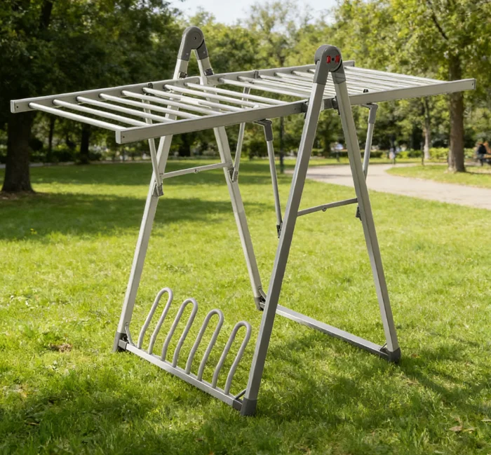 Electric Heated Foldable Metal Drying Rack With Foldable Design For Bathroom Outdoor Clothes Hanger Stand