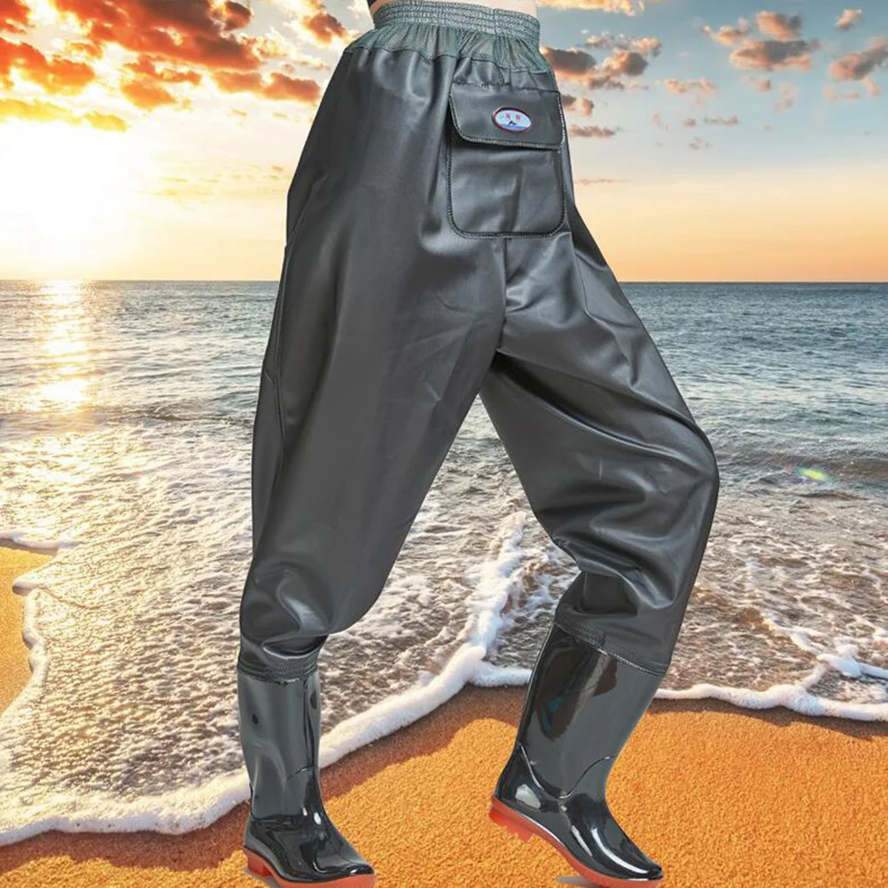 

Breathable Pants Half Body Fishing Pants Convenient Pants with Shoe for Outdoor Outside (Black and Green, 41 Yard)