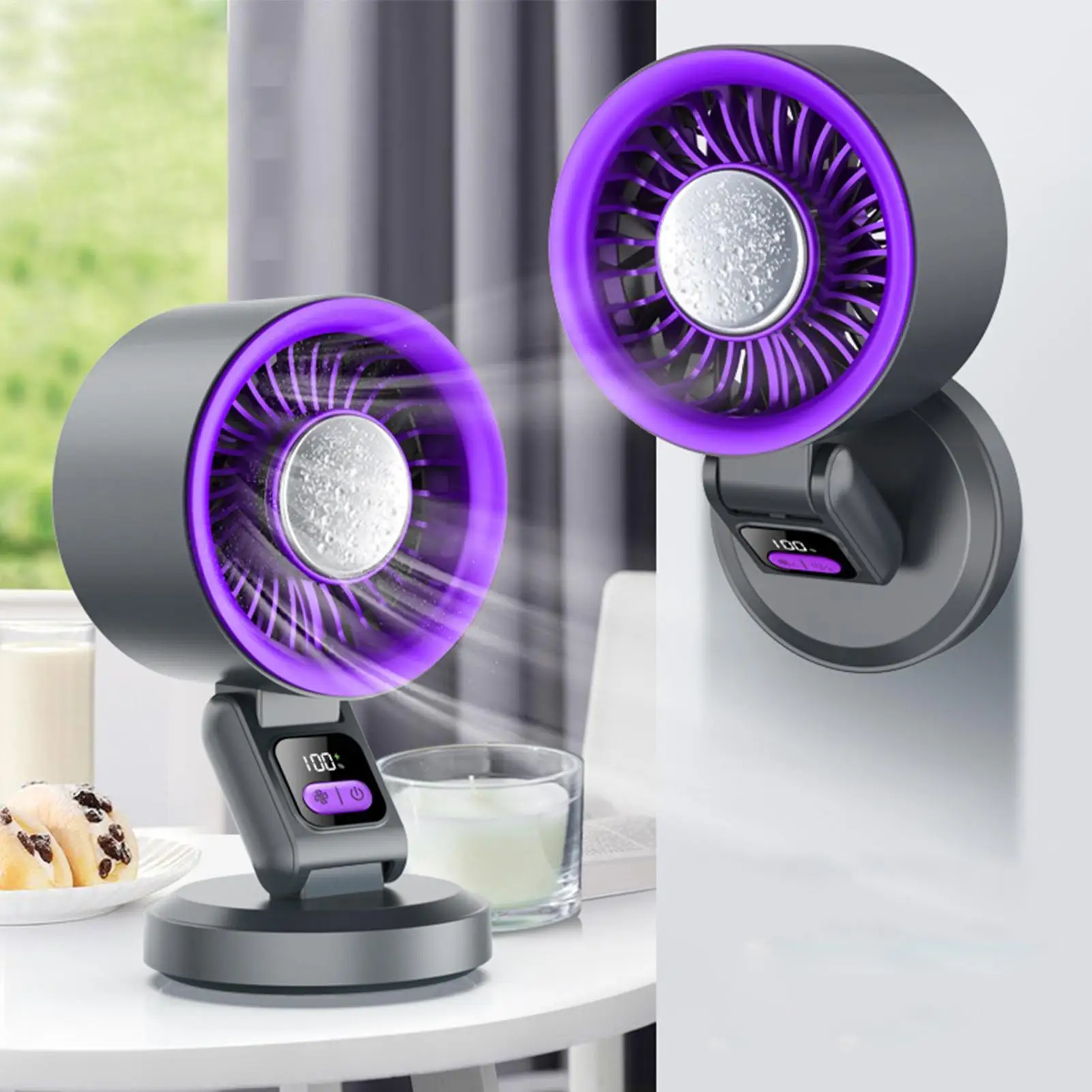 

Cooling Portable Fan Rechargeable Foldable Quiet Cold Wind Blower Desk Fan With Hook For Home Office Travel Bedroom Outdoor
