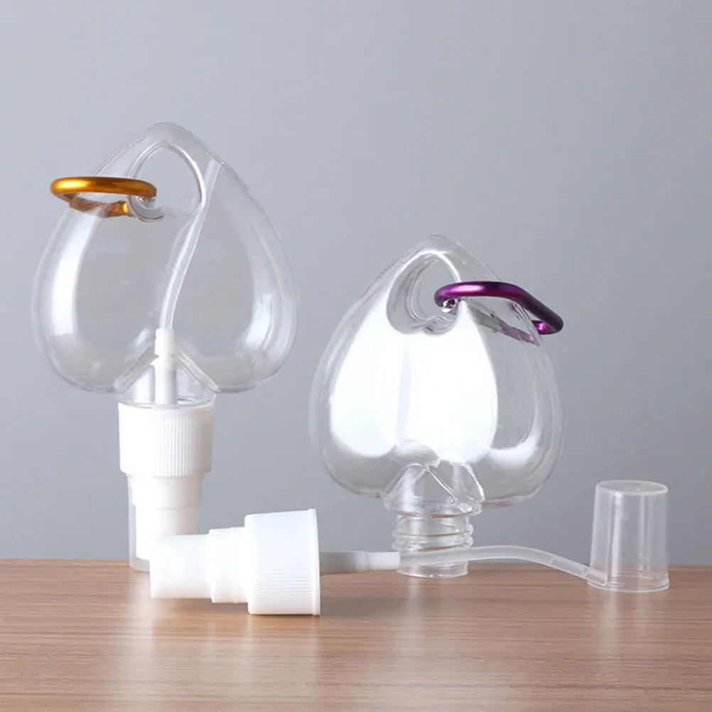 

3pcs 50ml Heart Shaped Portable Leakproof Travel Bottles with Hooks for Cosmetics Perfume Samples Reusable White Random