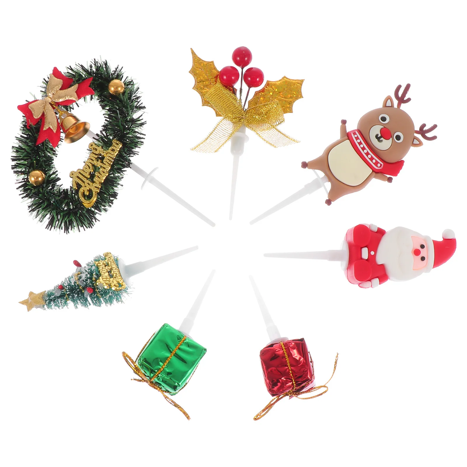 

8Pcs Christmas Cake Topper Dessert Insert Baking Accessory Party Decoration Holiday Cake Ornament Xmas Dessert Decor