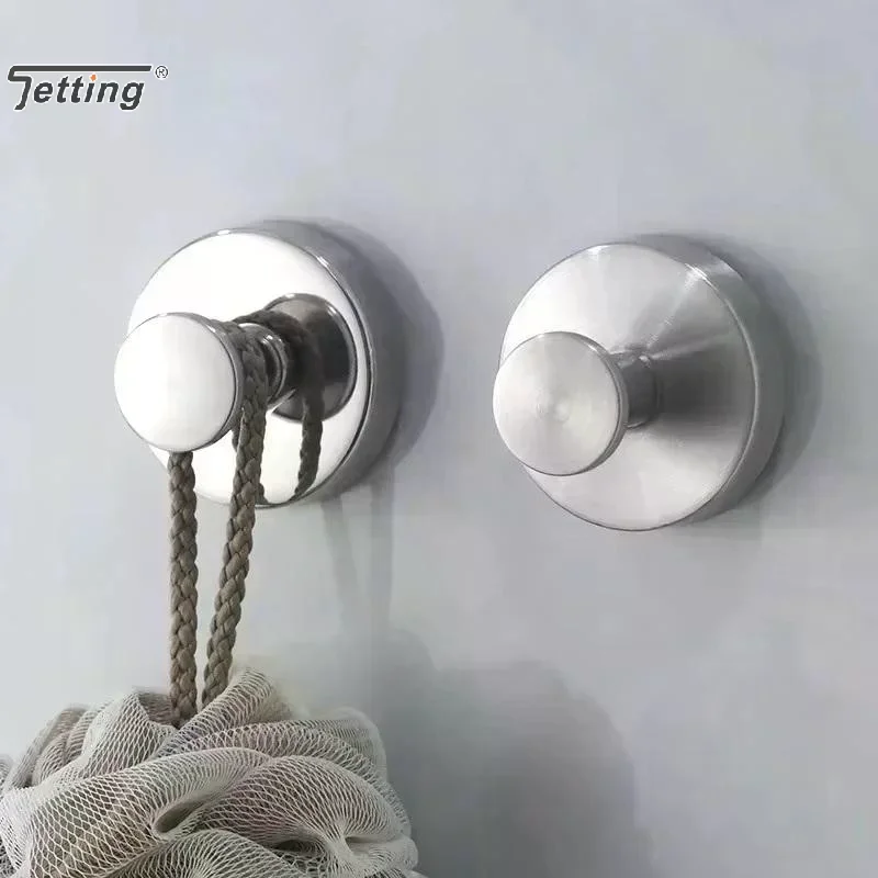 Stainless Steel Suction Cup Hooks Punch-free Wall Mounted Hook Kitchen Bathroom Powerful Vacuum Sucker Hook Towel Hanging Holder view 3