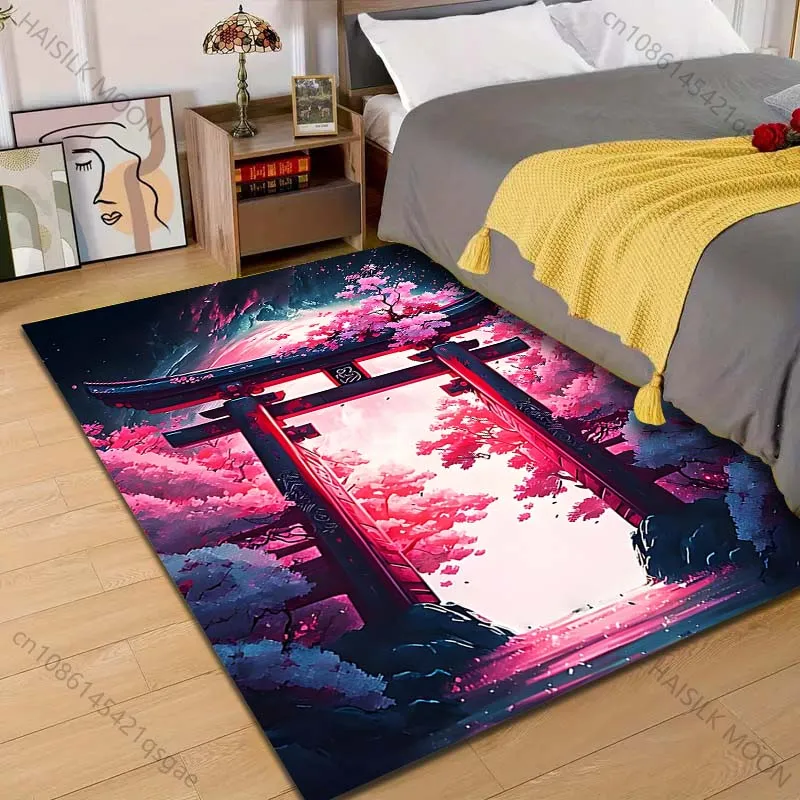 Japanese cherry blossom shrine Pattern Rug Carpets for Bedroom Living Room Sofa Mat Creative Door Mat Cloakroom Home Decor