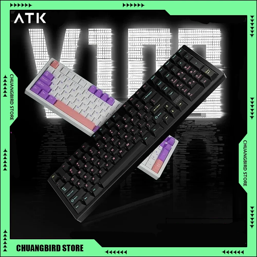 ATK V100 Tri-mode Hot Swap Mechanical Keyboard Semi-Aluminum Alloy Gasket Structure Customized Gaming Keyboards Pc Accessories