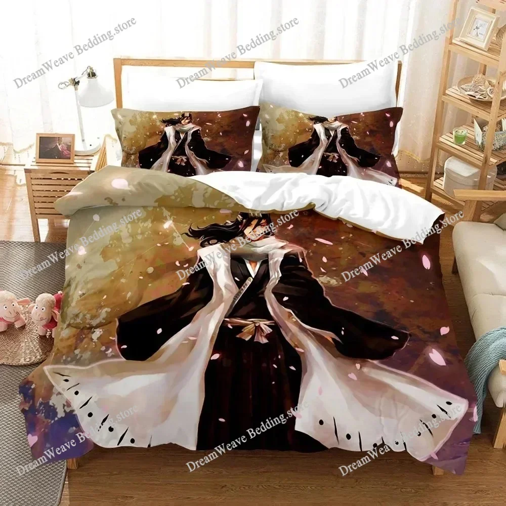 Anime Bleach Toushirou Ichigo Duvet Cover Pillowcase Bedding Set Double Twin Full Queen King Adult Kids Bedclothes Quilt Cover96