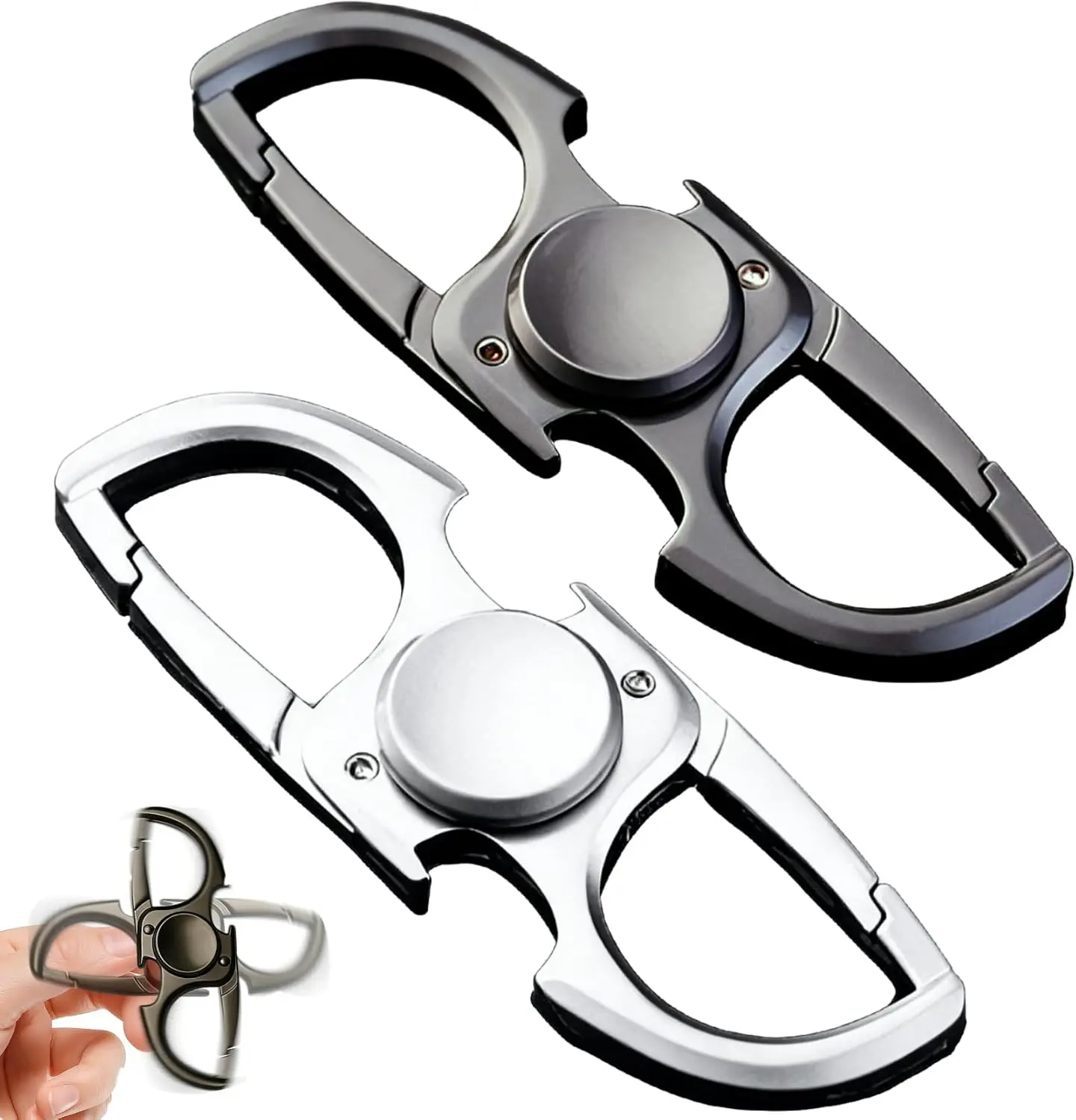 Image of Tragbarer 3-in-1 Metall-Fidget-Spinner Karabiner Schlüsselanhänger Taktiles Beruhigungs-Gadget Outdoor EDC Tägliches Tragetaschen-Accessoire Geschenk