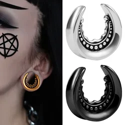 Doearko 2PCS Trendy Saddle Tunnels Hangers Ear Gauges Plugs Stainless Steel Piercing Women Body Jewelry Earrings