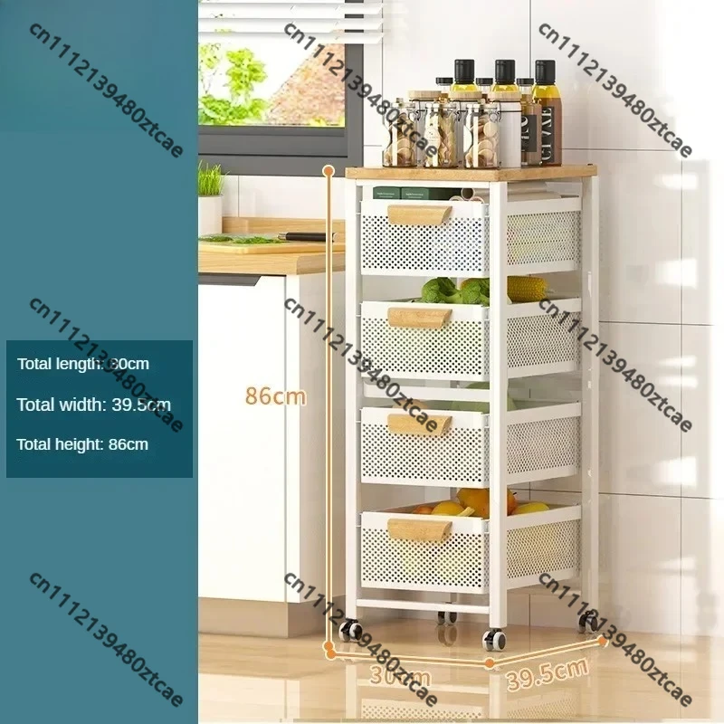 Household Movable Narrow Kitchen Organizer Cart With Wheels Multi-layer Drawer Type Rolling Trolley Vegetable Storage Rack