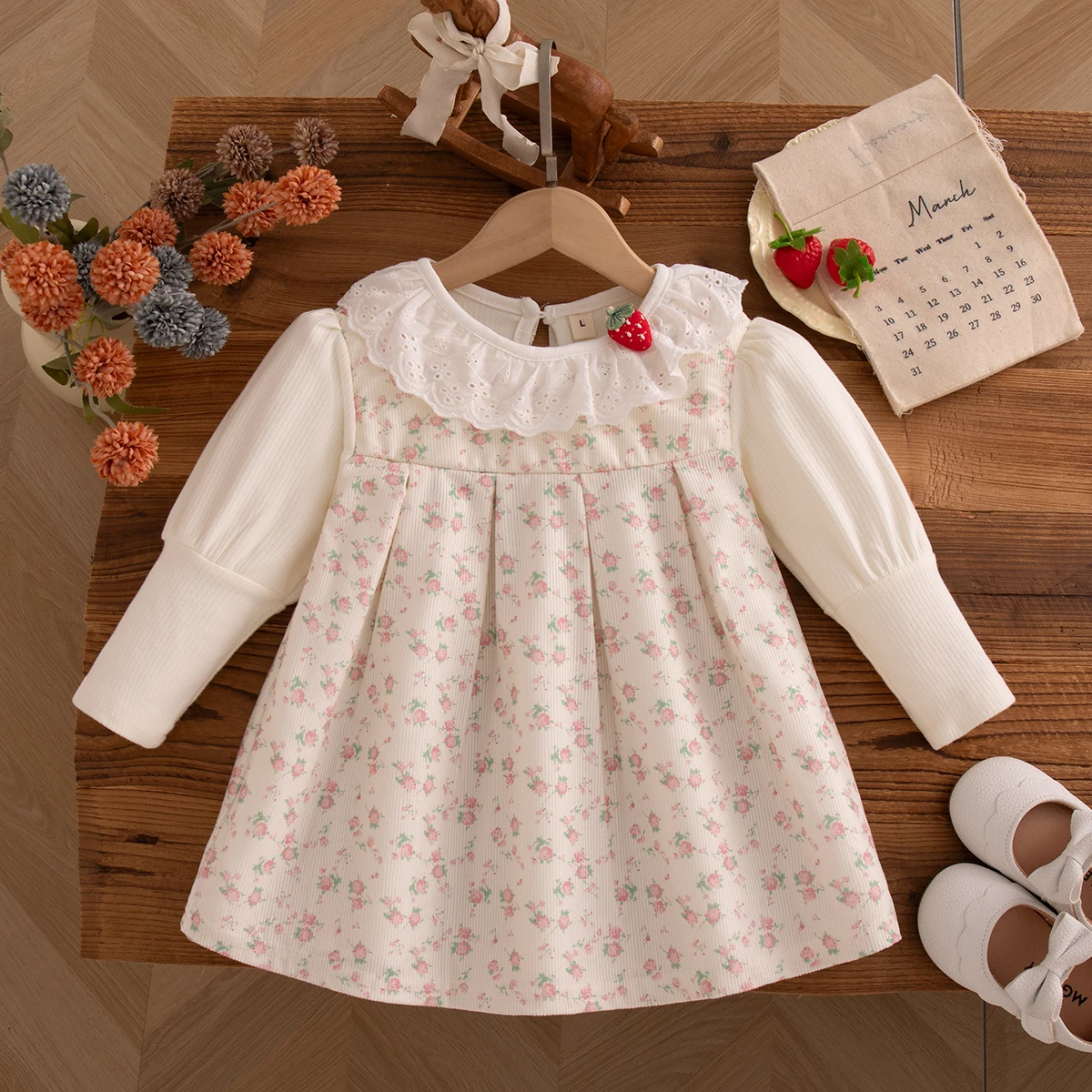 Baby Girls' Dress Spring And Autumn Floral Lace Cute Girls' Dress Sweet Princess Baby Dress Baby Girl Clothes