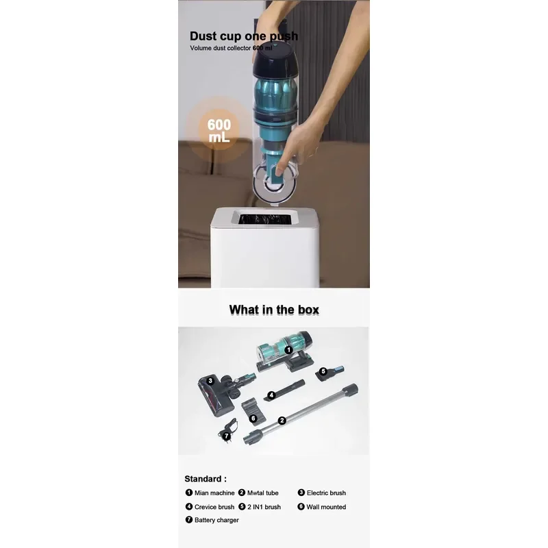 Cordless Handheld Vacuum Cleaner 35Kpa Hepa Filter Deep Cleansing Portable Lightweight for Car & Household Use