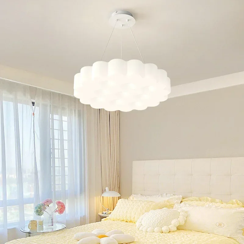 New living room ceiling light Nordic cream wind room chandelier full spectrum bedroom study modern simple