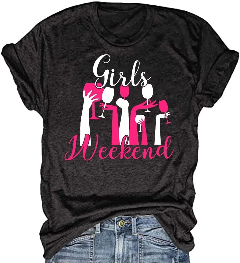 

Girl's Weekend Shirt Matching Bestie Friends Vacation Trip Party Graphic Tees Tops for Women