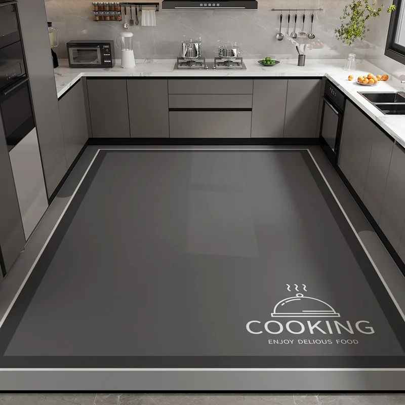 

Kitchen Gray Carpet Pvc Floor Mats Waterproof Non-slip Leather Mat Home Decor Cartoon Rug Large Area Rugs 주방 카펫 Alfombra Cocina