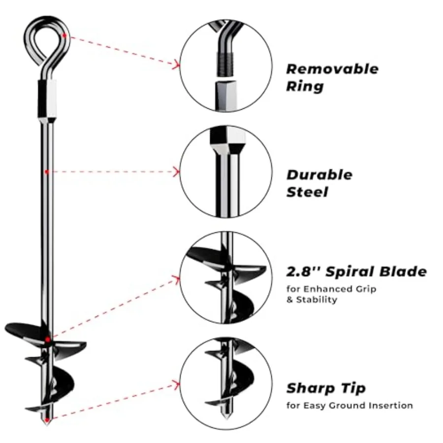 15 مرساة أرضية برغي شديدة التحمل للرياح العالية، مراسي أرضية موثوقة لتركيب آمن لخيم مجموعات التأرجح Tr #4