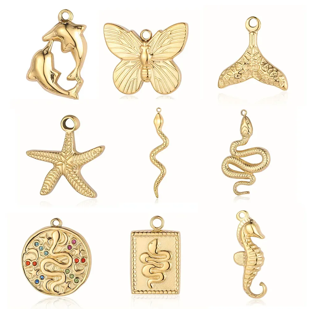 Mirror Polished Starfish 316 Stainless Steel Diy Charm Wholesale Snake Women Jewelry Sea Horse Necklace Pendant