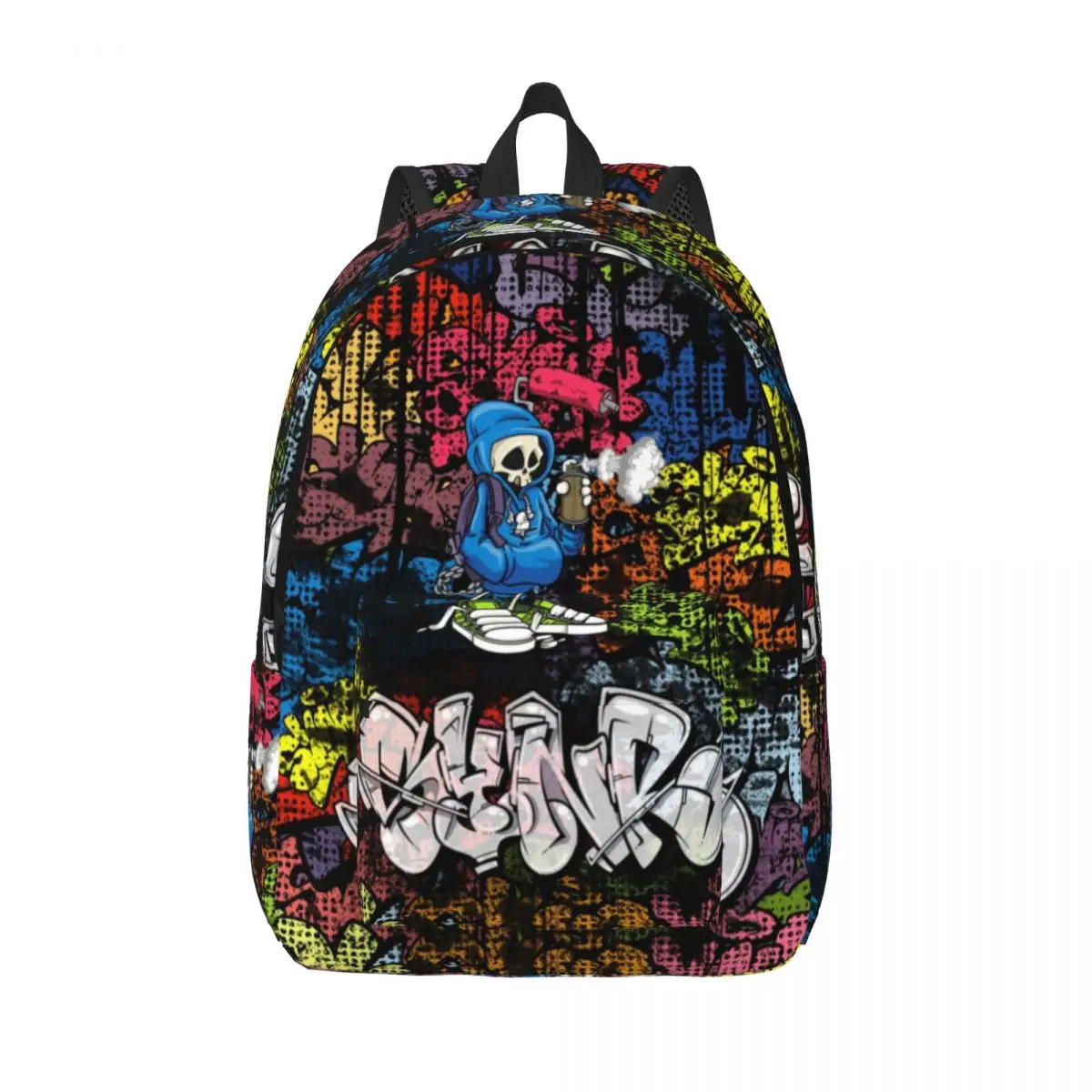 

Synr 70s Retro Comic Backpack Graffiti Student Polyester Travel Backpacks Durable Xmas Gift High School Bags Rucksack