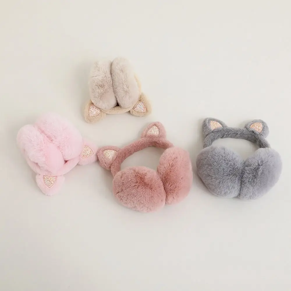 Cat Ear Women Earmuff Comfortable Plush Soft Kids Ear Cover Solid Color Thick Cute Earflap Outdoor