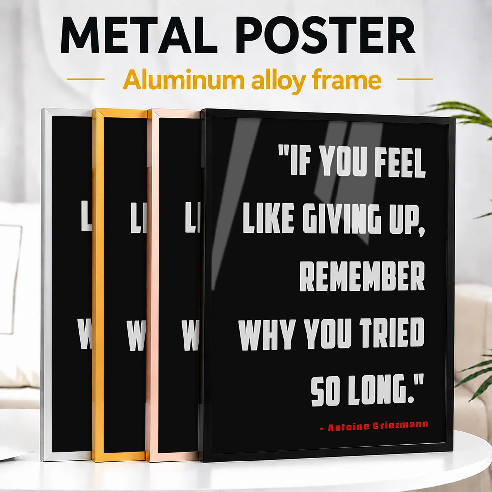 Antoine Griezmann Framed Metal Print Customized Photo Inspirational Hero Style Wall Art For Home Gym Thoughtful Supporter Gift