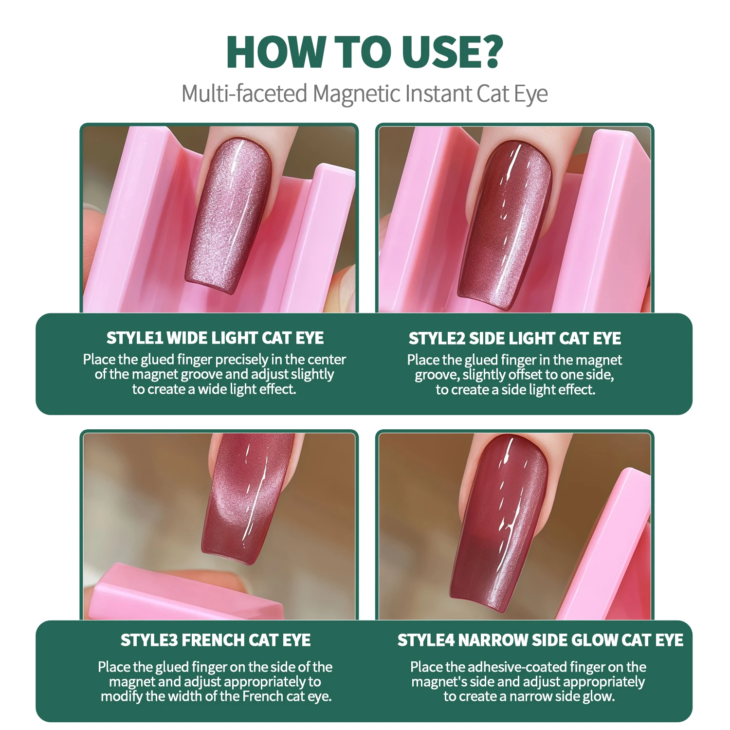 Nailpop القط العين المغناطيس المبتدئين ودية ل الفرنسية واسعة الجانب الضيق القط العين مسمار تصميم المهنية مسمار الفن 1 قطعة الوردي/الأبيض