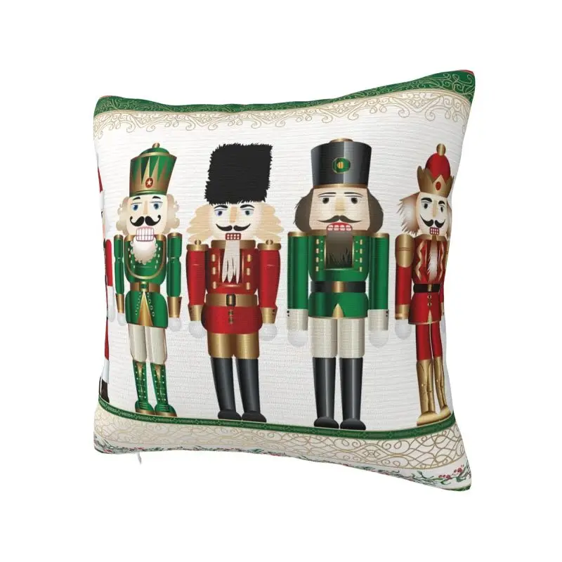 Merry Christmas Nutcrackers Cushion Covers Soft Nutcracker Soldier Doll Gift Pillow Car Square Pillowcase Bedroom Decoration