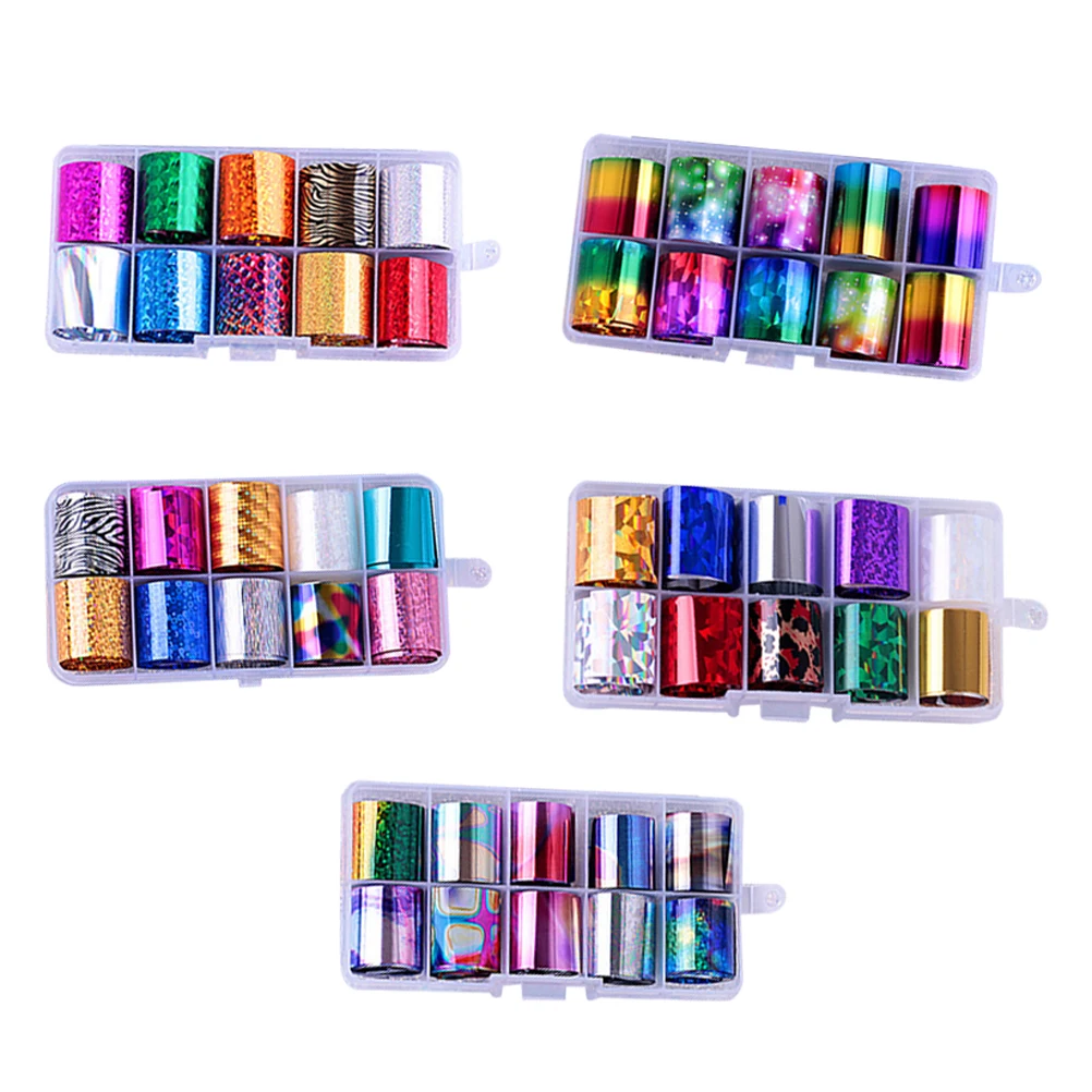 

Sky Nail Stickers 10 Grids Shiny Creative Nail Art Decals Diy Transfer Stickers For Women Manicure Salon A,B,C,D,E