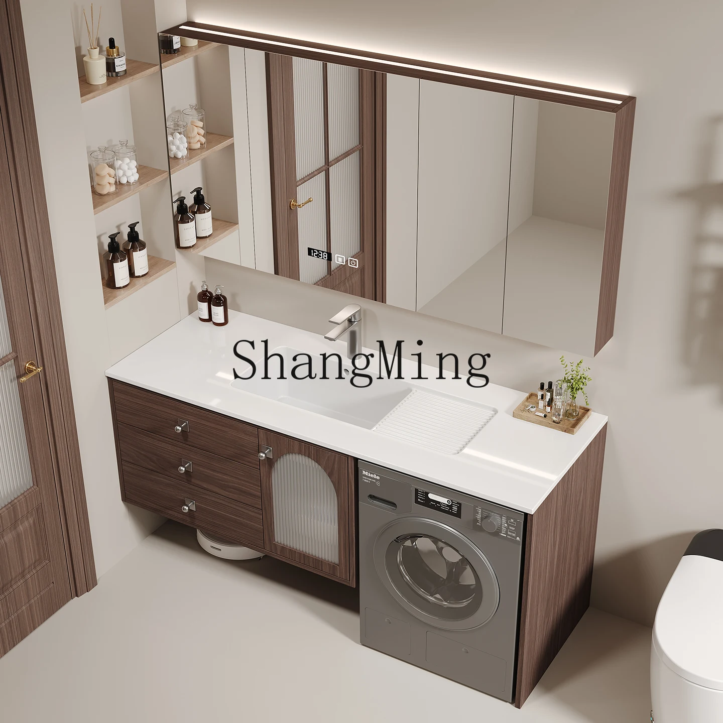 

CL modern medieval style washboard ceramic integrated washing machine significant other bathroom cabinet toilet wash washbasin