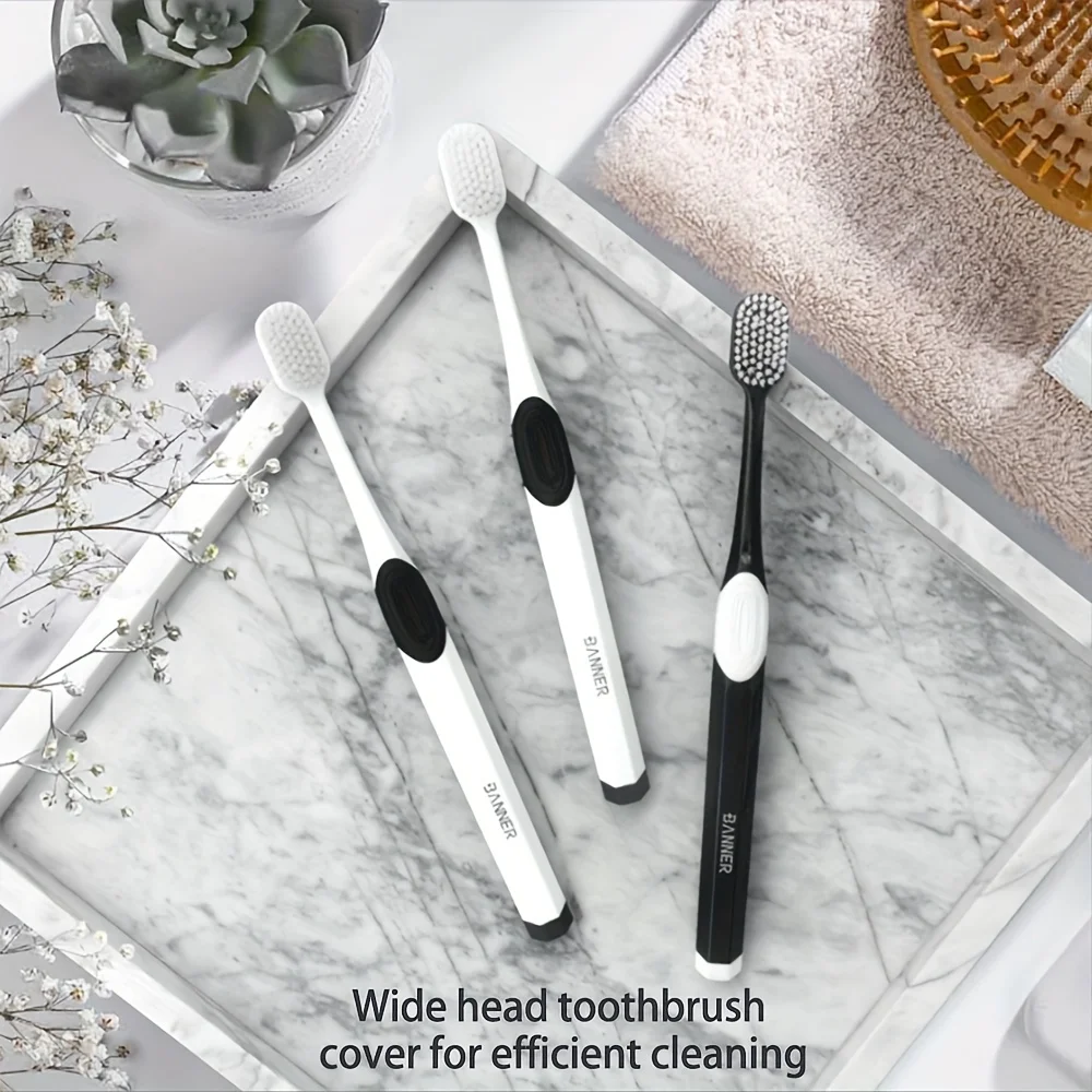 2pcs Advanced Soft Bristled Couple Toothbrush, Wide Head Cleaning and Gum Protection Toothbrush,  for Gift Home Use Toothbrush