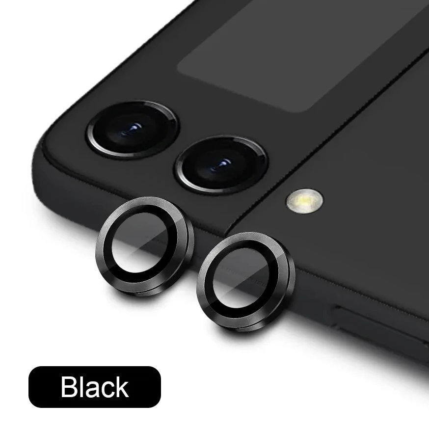 Luxury Metal Camera Lens Protector For Samsung Galaxy Z Flip 5 ZFlip 4 SM-F721B Hawkeye Ring 9H Tempered Glass Cap Locator Cover