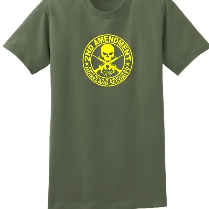Второе поправление, оригинальная национальная безопасность, 2-я желтая зеленая футболка в стиле милитари