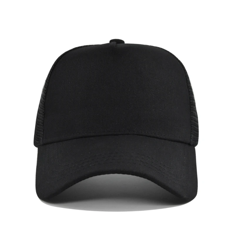 Customized Logo Hard Top 5 Pieces Mesh Baseball Cap For Men Women Advertising Cap Breathable Sun Hat Solid Color Visor Gorra