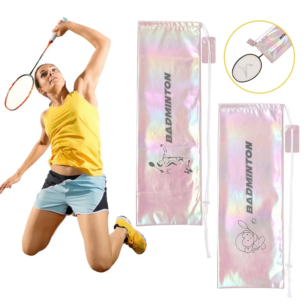 

Polyester Badminton Racket Drawstring Bag Gradient Color Colorful Badminton Protective Cover Racket Pocket Pouch