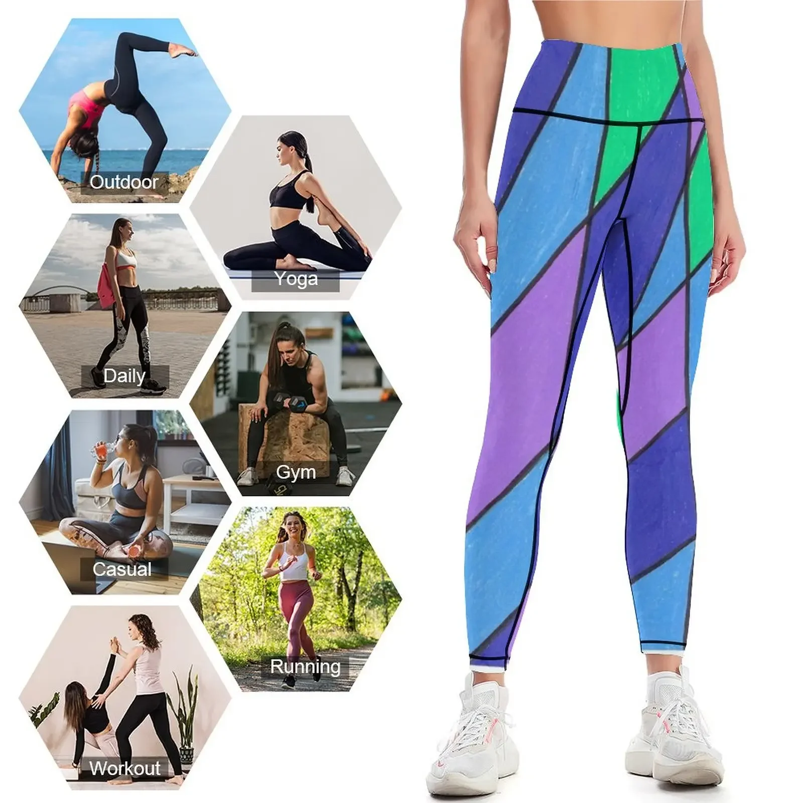 Cool Colored Angles Leggings Fitness woman sport pants gym sportswear woman gym womans Womens Leggings