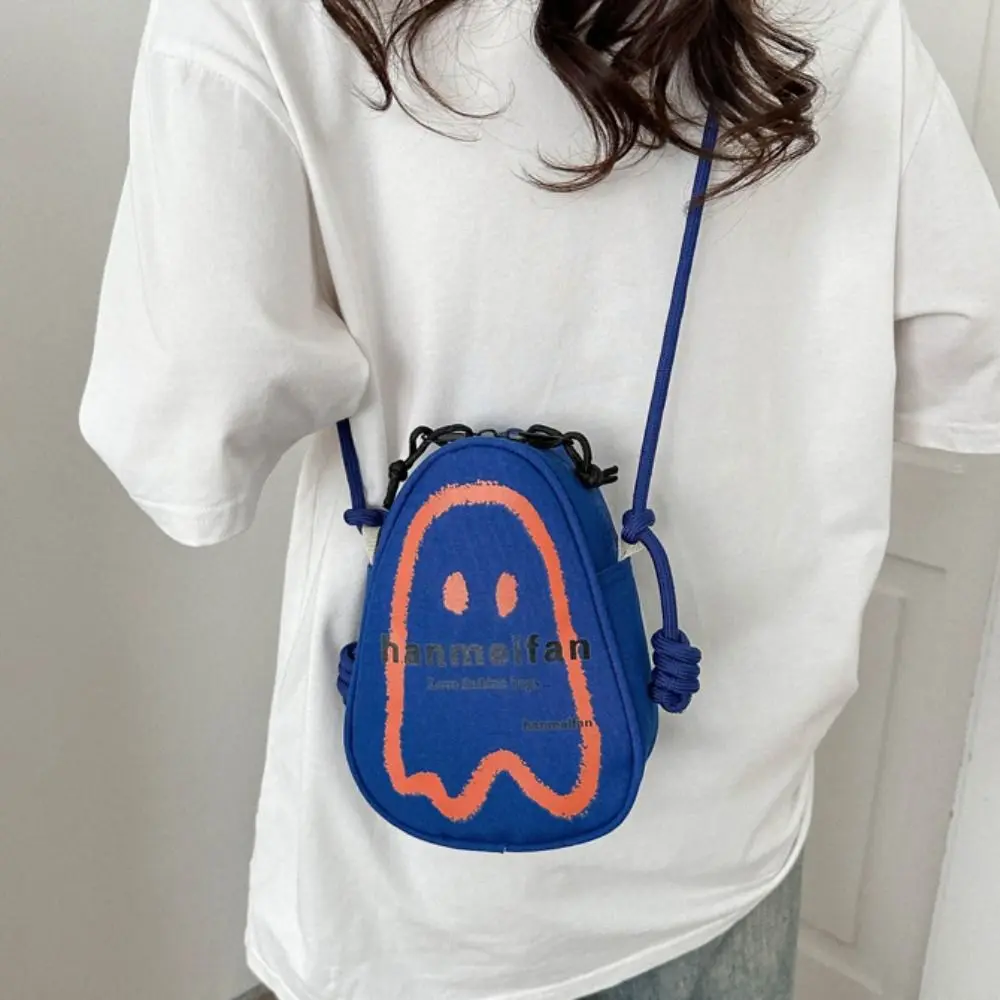 Simple Coin Purse Ghost Shoulder Bag Solid Color Mini Halloween canvas Crossbody Bag Korean Style Casual Mobile Phone Bag Lady