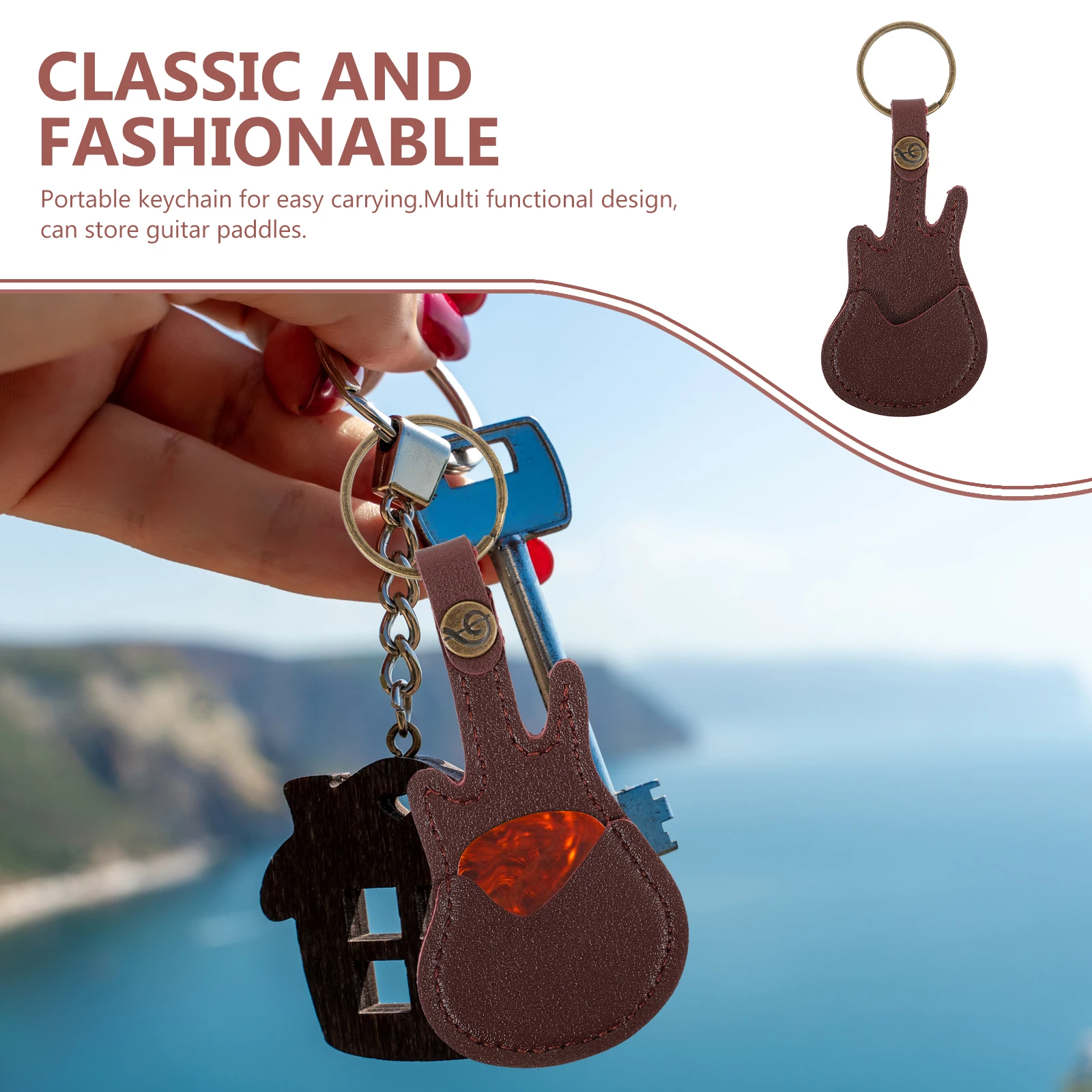 

Holder Guitar Plectrum Paddle Storage Bag Picks Case Keychain Compact Man