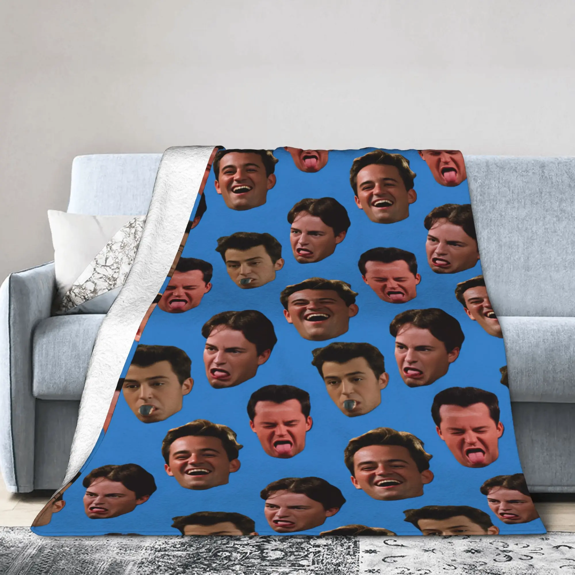 Friends TV Show  Character Head Blanket Camping Flannel Bedding Throws For Couch Chair Sofa Bed Soft Custom Quality Bedspread