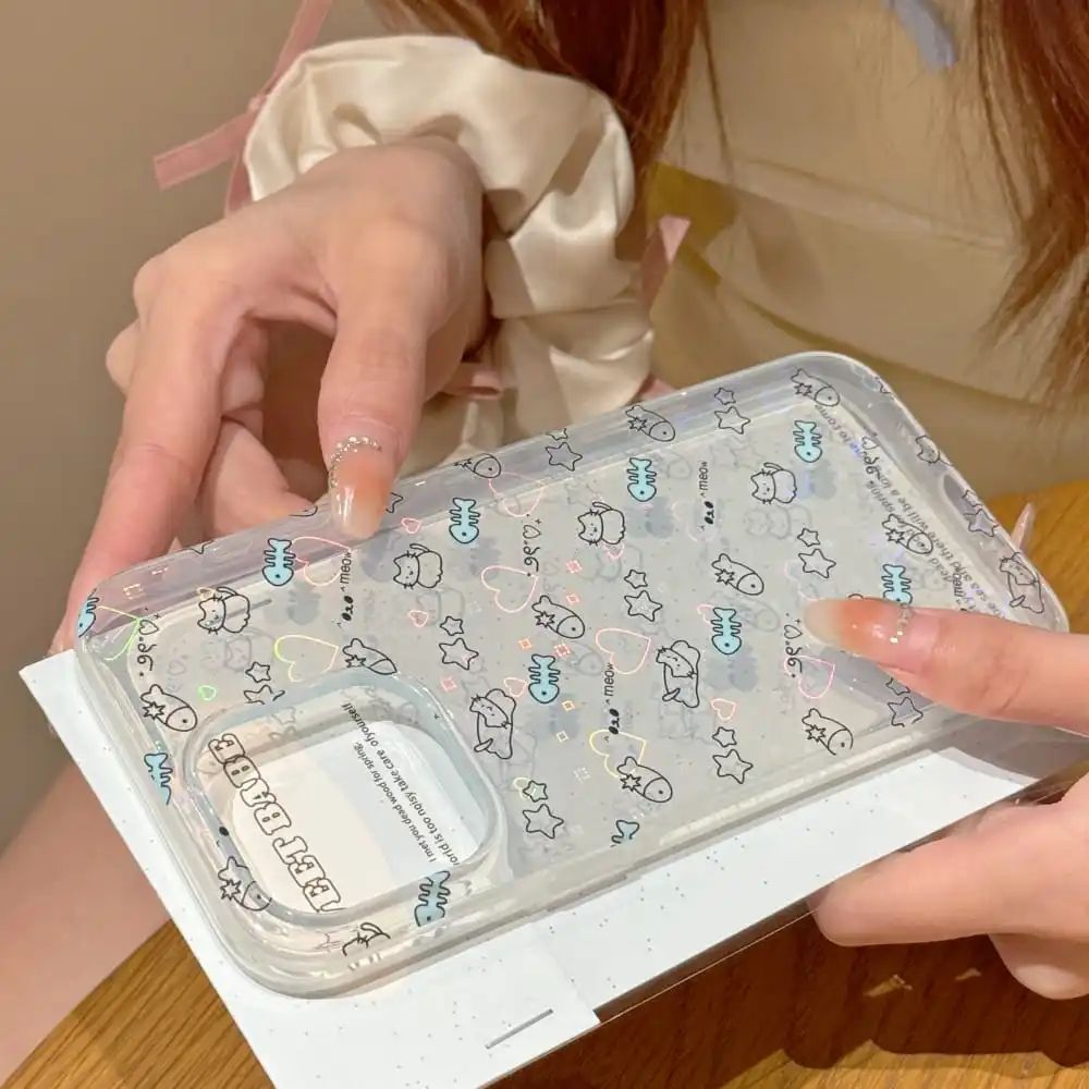 Bonita funda de teléfono con dibujos animados para Iphone, carcasa protectora transparente anticaída para Iphone 12, 13, 14, 15 Pro Max, gran oferta