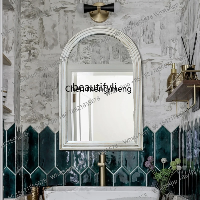 Hot sales Retro bathroom mirror dressing French European Nordic simple wall-mounted wall-mounted makeup bathroom mirror