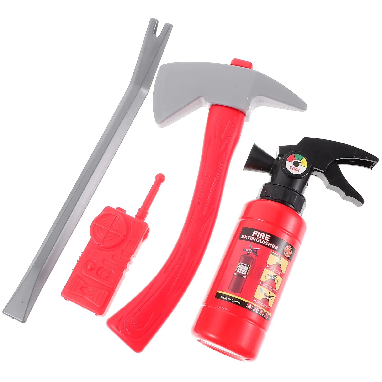 Simulated Fire Extinguisher Firefighting 4-piece Set Firefighter Accessories Fireman Cosplay Prop Kids Toy Mini