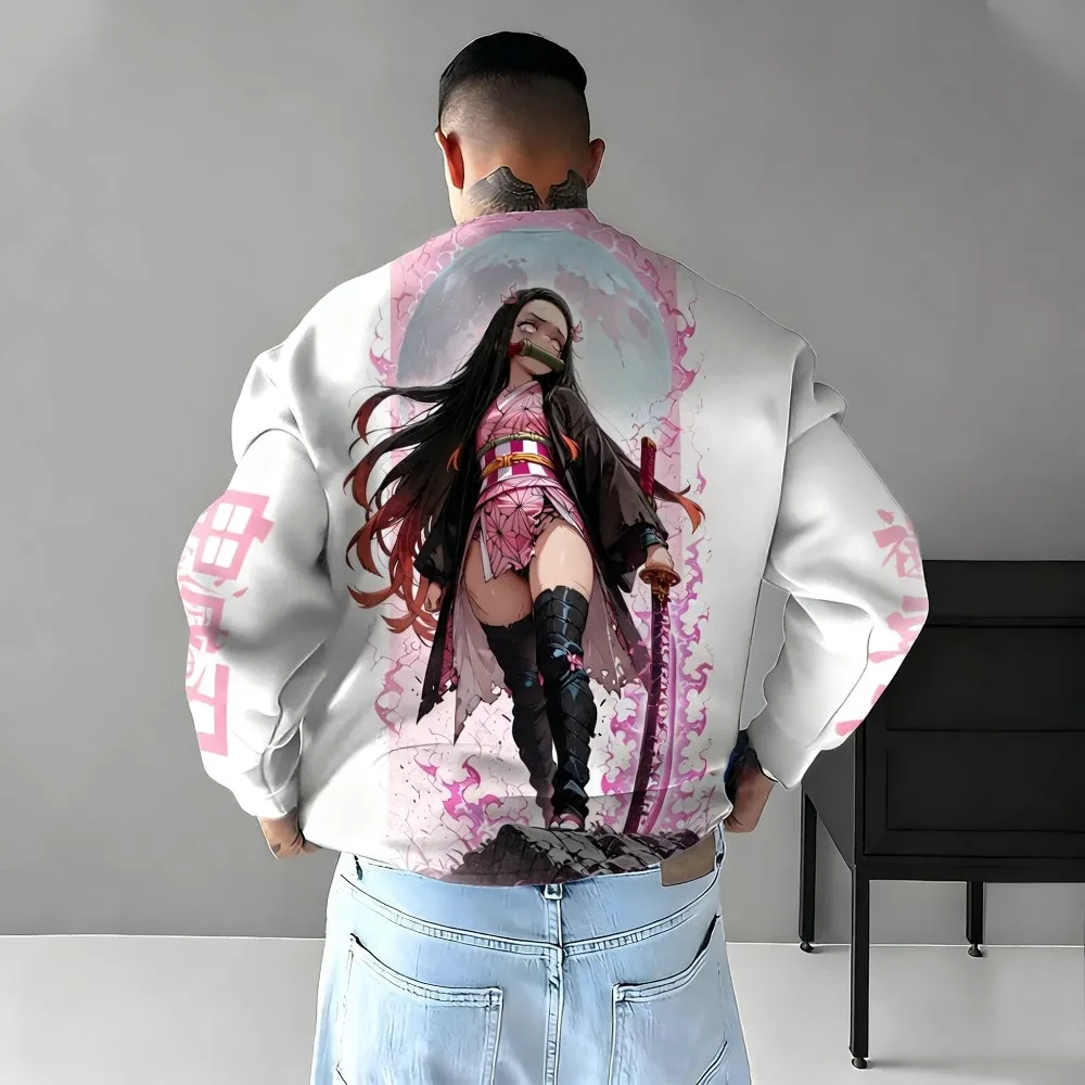 

Demon Slayer Anime Kamado Nezuko Printed Headless Sweater 2025 Autumn/Winter Harajuku Men's Casual Loose Round Neck Sweater