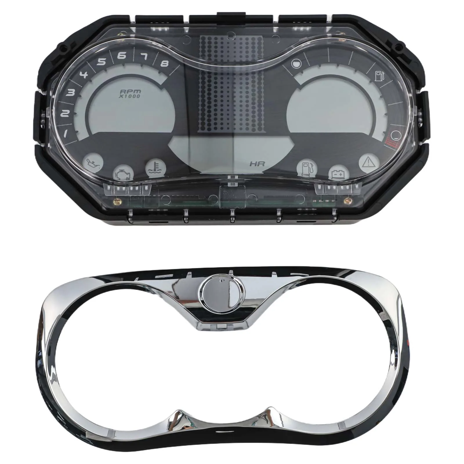 LCD Digital Speedometer Gauge Cluster w Chrome Bezel for Sea-Doo GTI 2006-2007 STD SE Rental 4-TEC Aftermarket Replacement Part