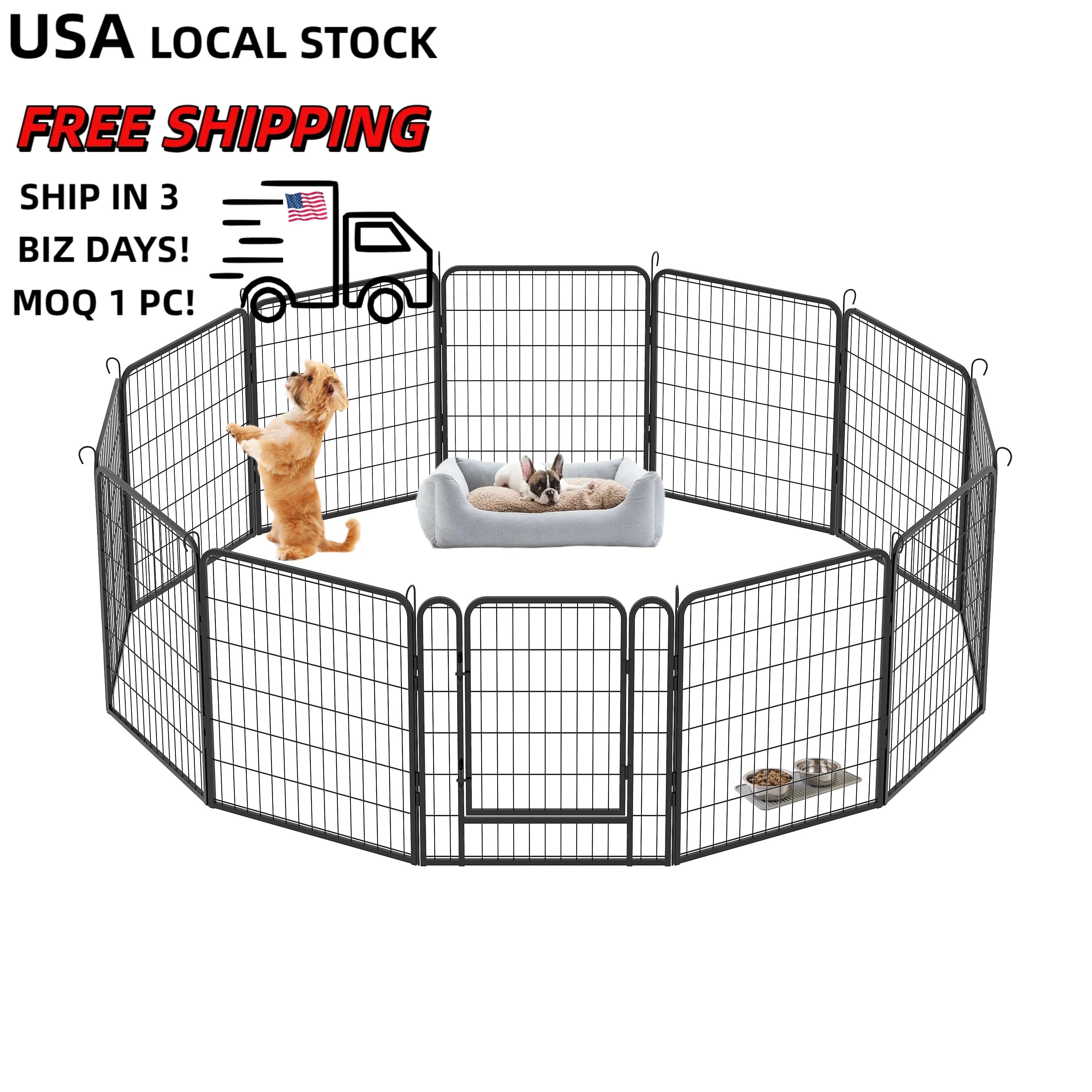 

12 Panels 32 Inch Heavy Duty Metal Dog Playpen with Door Dog Fence Pet Exercise Pen Dog Kennel Outdoor