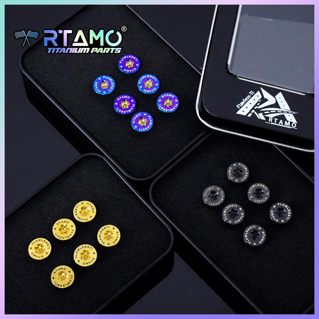 RTAMO Steering Wheel Titanium Bolt M5X15mm with Wrench for MOMO/NARDI/TORINO/Works Bell Boss 6pcs Car Screw
