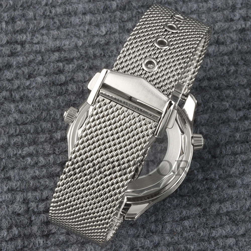 41mm NH35 Uhrengehäuse mit Mesh-Armband, wasserdicht, für NH35 NH36 Uhrwerk, 31mm Zifferblatt, Edelstahl Seamaster 300 Uhrengehäuse – Detail 7