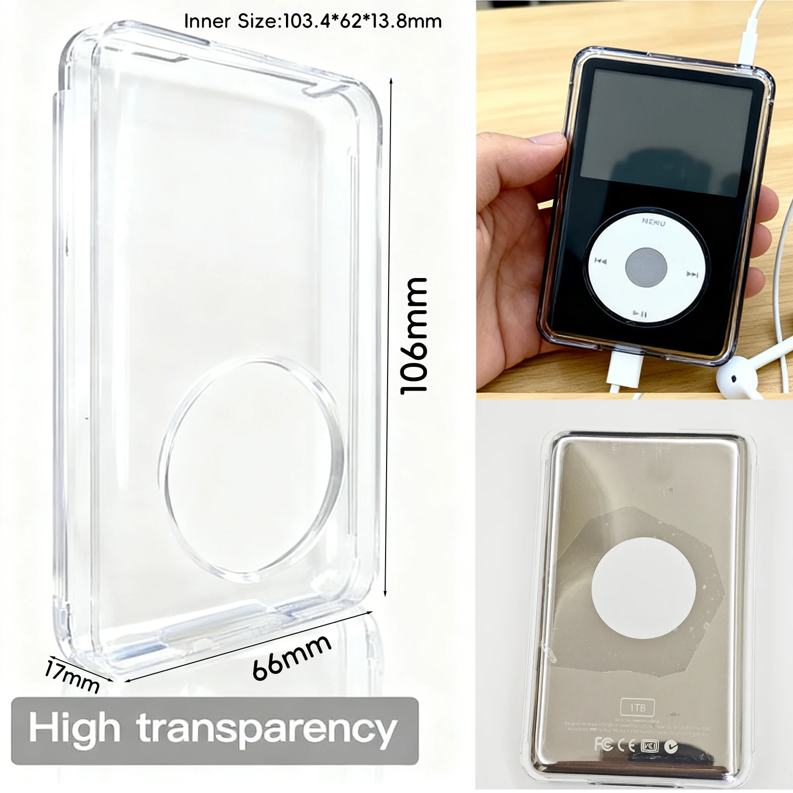 Dicke Version Klare Schwarz-Weiße Hartschutz-Hülle für iPod 5. 5.5. Generation Video 60GB 80GB 6. Generation Classic 160GB Schutzfolie – Detail 6